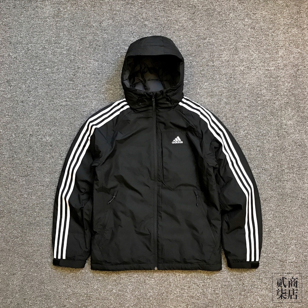 (貳柒商店) adidas 3-Stripes Down Jacket 男款 黑色 防風 保暖 羽絨外套 GF0098