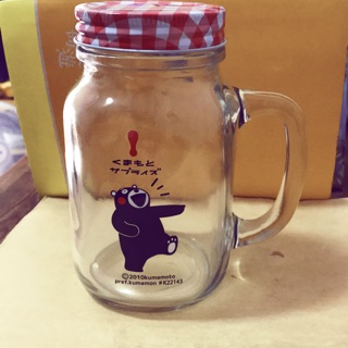 熊本熊 酷萌熊 玻璃瓶 玻璃杯 收納瓶600ml 梅森杯 環保杯