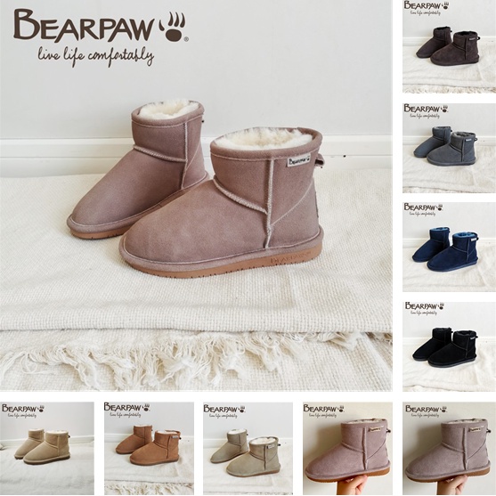 BEARPAW 熊掌 女生雪靴 100%純羊毛一體 冬季新款 加厚 加絨 圓頭短靴  防水 雨靴 防滑保暖 潮靴 情侶靴