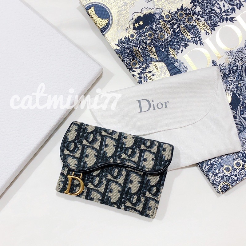 二手 正品 Dior SADDLE 翻蓋經典Oblique 馬鞍 提花 老花 卡夾