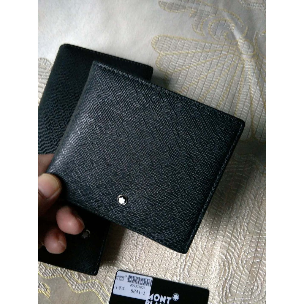 二手名品店montblanc短夾男士小牛皮水波紋錢包萬寶龍皮夾 蝦皮購物