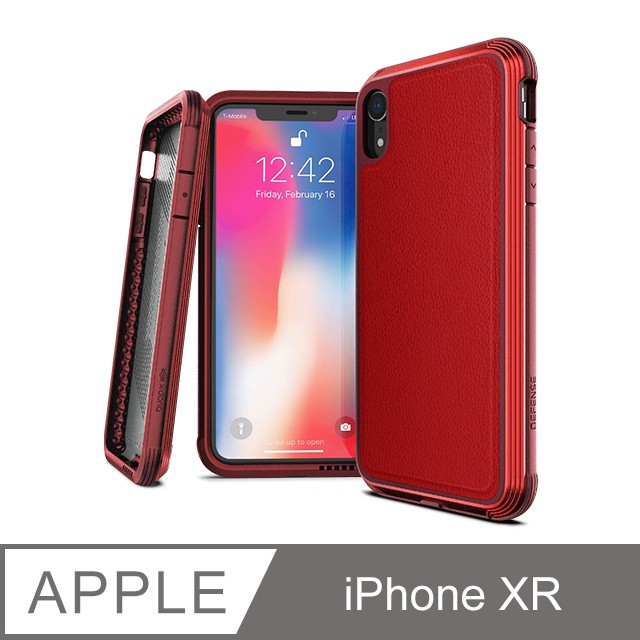 折扣碼再8折 適用iphone XR 刀鋒 奢華 皮革 手機殼 防摔殼 保護殼 硬殼 背蓋 鋁合金邊框X-doria-紅