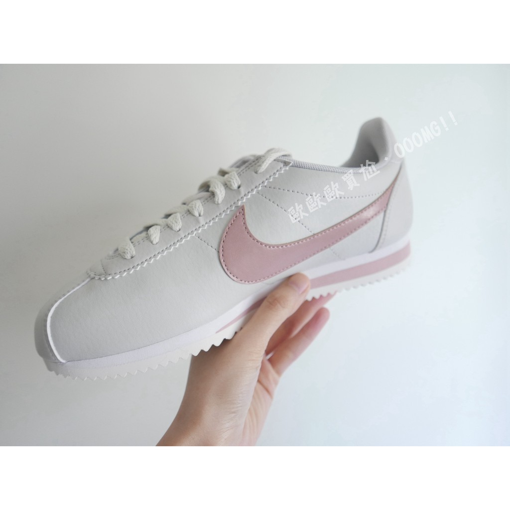 Nike 阿甘 真皮款 絕美 灰底 粉玫瑰勾勾 UK6  Classic Cortez 現貨 代購