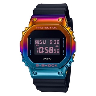 【CASIO】G-SHOCK 經典5600系列 金屬炫彩藍不鏽鋼錶殼x樹脂錶帶 GM-5600SN-1 台灣卡西歐公司貨