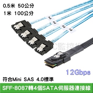 Mini SAS 36P SFF-8087轉4個 SATA 伺服器連接線 陣列卡連接線 兩種長度