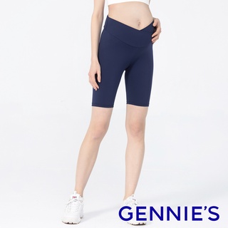【Gennies 奇妮】彈力百搭孕婦運動5分褲-藍(T4N06)- 孕婦瑜珈褲 運動褲 彈力瑜珈褲 瑜伽褲 好孕媽咪