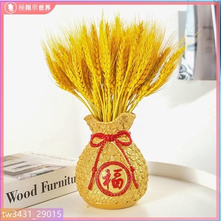 乾燥花 永生花 仿真花 人造花 乾燥花材 花藝 佈置 捧花 裝飾天然風幹麥穗幹花束客廳擺設黃金大麥裝飾品金色小麥擺件模擬