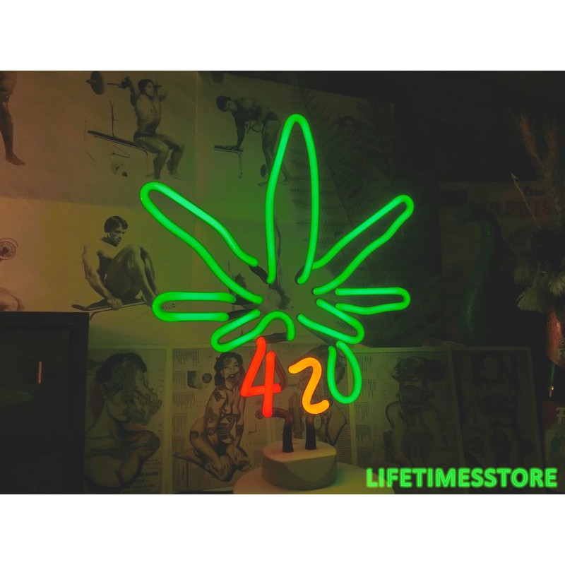 NEON 420 大麻葉霓虹燈-usb燈-燈箱-拍照道具-招牌-霓虹訂製-禮物-禮品-生日禮物廣告霓虹燈家用酒吧啤酒