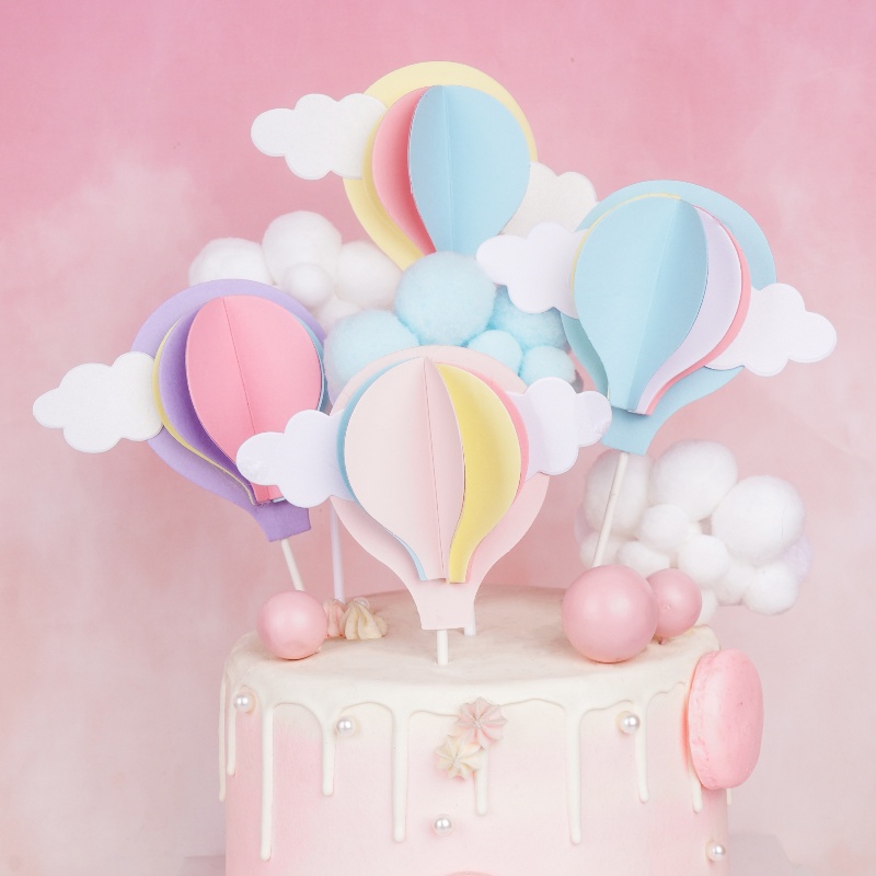 蛋糕裝飾，個性化雲彩虹熱氣球蛋糕裝飾婚禮生日派對 DIY 紙杯蛋糕裝飾蛋糕裝飾