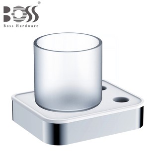 《BOSS》304不鏽鋼漱口杯架 牙刷架 D-11005 不銹鋼亮面 附活動式玻璃杯 可放牙刷牙膏 台灣製造