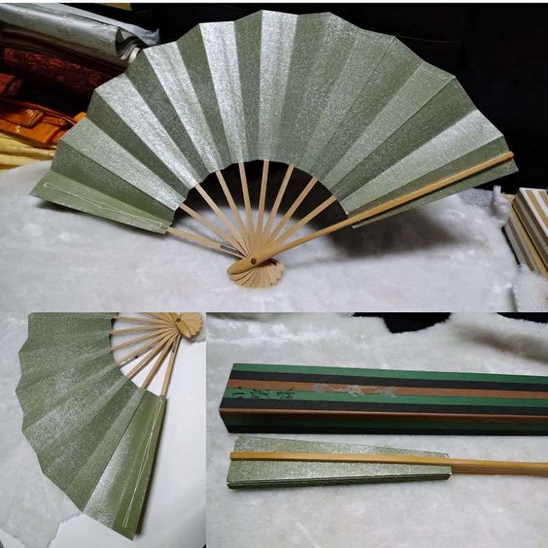 日本舞踊扇 素色 抹茶綠舞扇摺扇扇子和服日本原產古物墨府 蝦皮購物