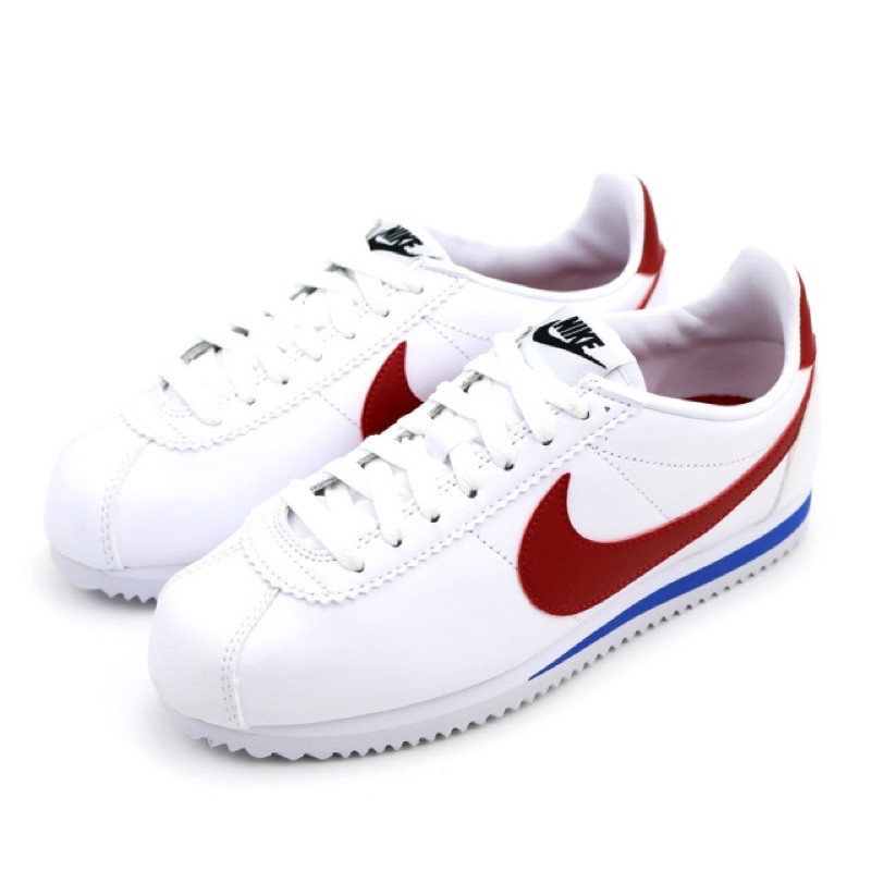 nike classic cortez white red blue