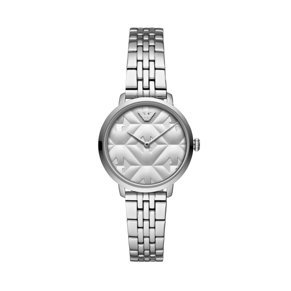 【Emporio Armani】義式立體雕刻時尚鋼帶腕錶-質感銀/AR11213/台灣總代理公司貨享兩年保固