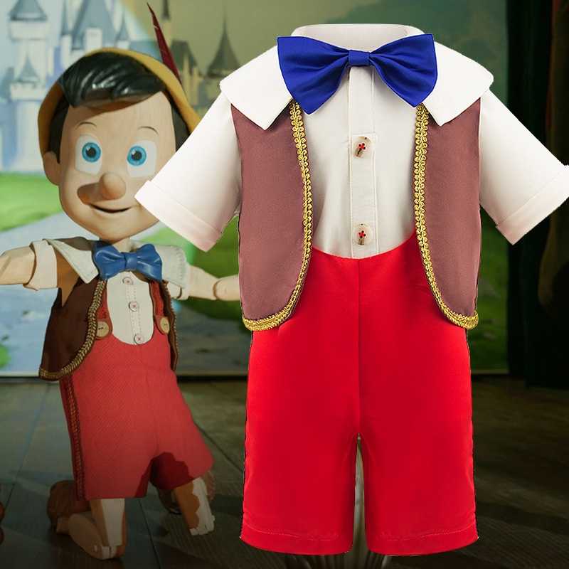 木偶奇遇記 匹諾曹Pinocchio同款套裝萬聖節男童三件式小禮服幼兒園六一舞臺表演服套裝