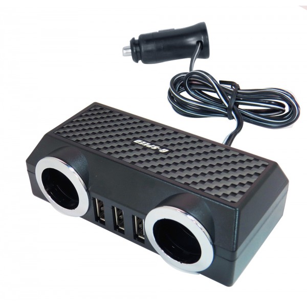 G-SPEED延長線式3.5A  2孔+3USB 車充 車用擴充插座 點菸器 USB【R&amp;B車用小舖】#XR-02