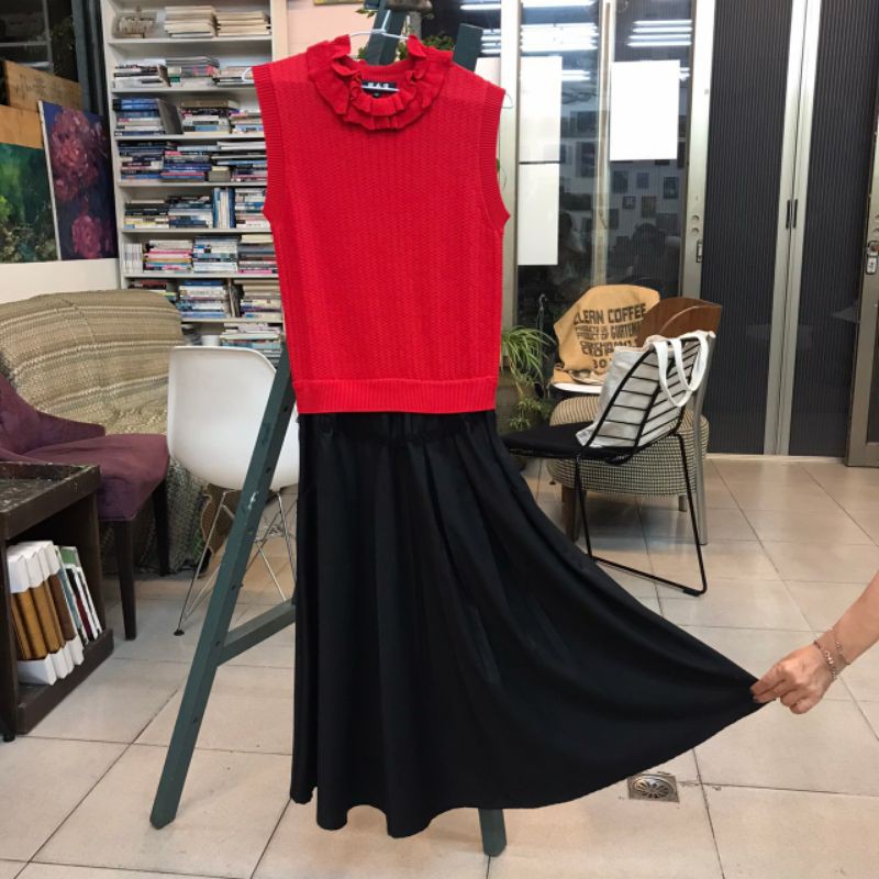 Kiri's shop♡ 全新鎮衣店 無袖紅色針織背心連身洋裝
