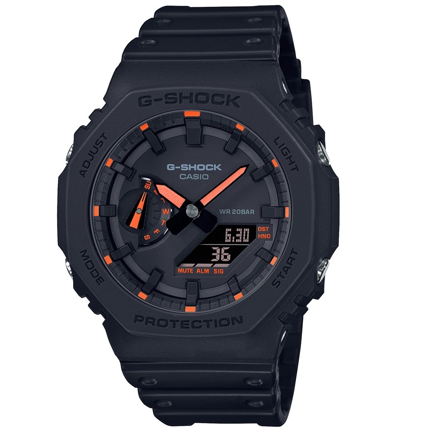 CASIO 卡西歐 G-SHOCK 酷黑霓虹 八角腕錶 GA-2100-1A4