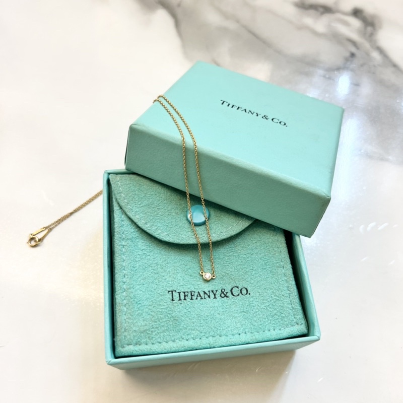 二手 TIFFANY&amp;Co. 18k黃金 5分單鑽項鍊