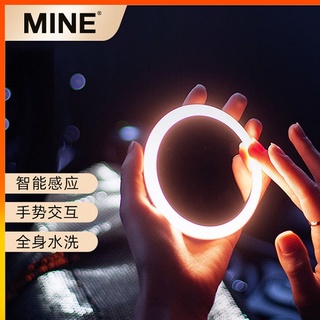 店铺上新Mine mirs智能美妝化妝鏡小鏡子補妝隨身便攜LED帶燈補光發光男女