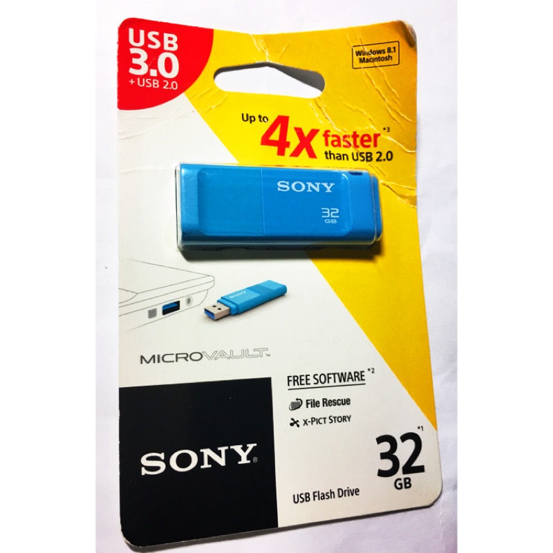 【SONY】USM-X  繽紛 USB 3.0 32GB 隨身碟 粉藍色