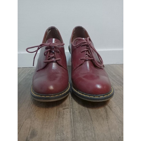 Dr.martens 瑪莉珍鞋款 紳士鞋 英倫風 止滑 高粗跟24.5 紅色 亮皮 復古 防滑 現貨 正品 正貨