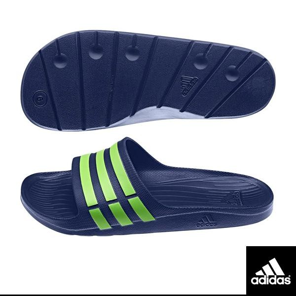 【鞋印良品】adidas 愛迪達 DURAMO SLIDE 藍 綠 三條 一體成型 運動 拖鞋 輕量 防水 G95489