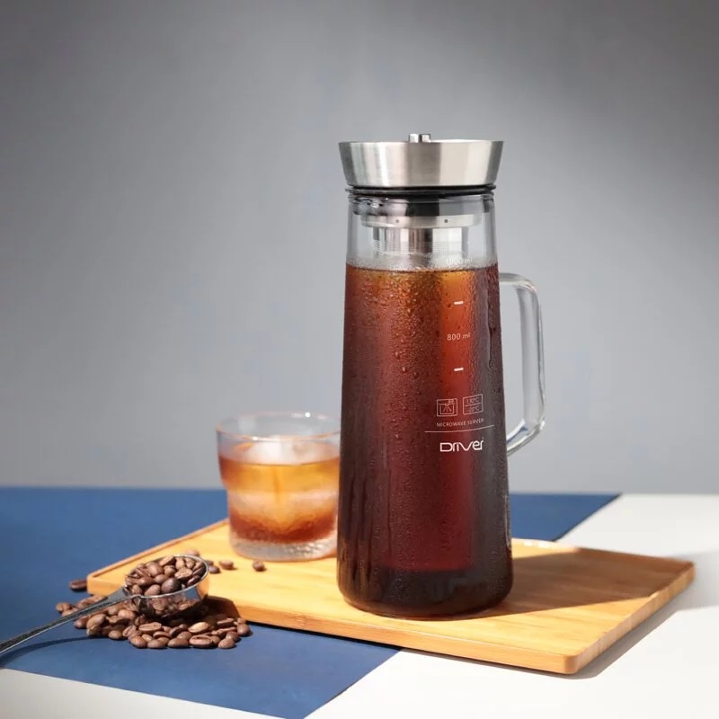 新款 Driver 咖啡冷萃壺 1000ml 冰釀咖啡壺 內置加長型不鏽鋼濾杯免用濾紙 (冷萃咖啡、冷泡茶、水果茶