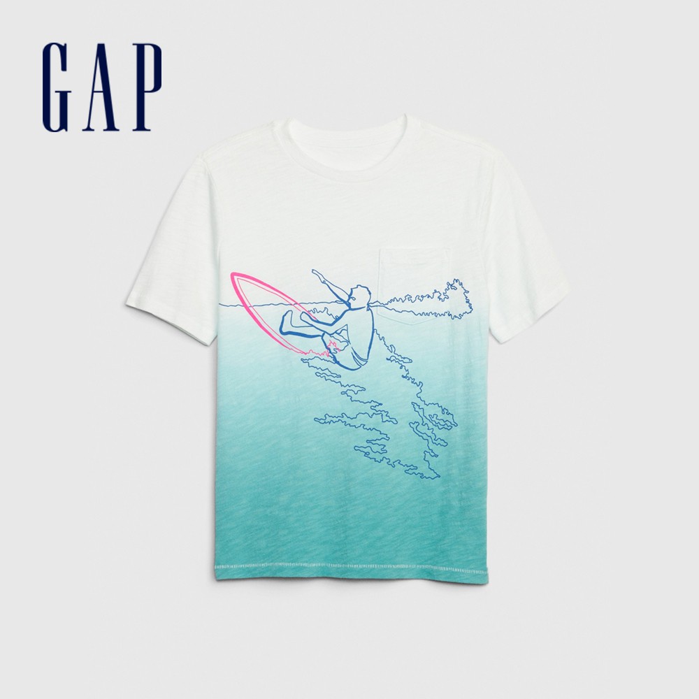 Gap 男童裝 短袖口袋T恤-白顏色(419978)