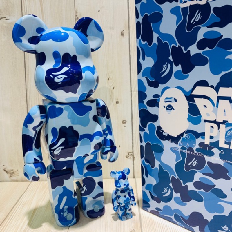 Be@rbrick Bape MEDICOM TOY ABC 100%&amp;400% 迷彩 水轉印 藍色