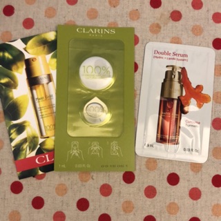《克蘭詩CLARINS》黃金雙萃精華/快樂鼠尾草舒敏保濕乳2ml/黃金雙激萃清爽版/蘭花純粹賦活乳（精油乳液）