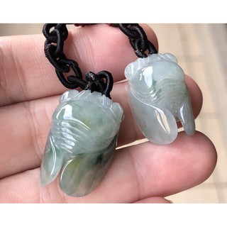 讓藏 天然緬甸玉A貨 冰種冰透飄綠翡翠玉墜編繩項鍊~雙贏 ~《AJ藝品》