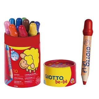 本月促銷【義大利 GIOTTO】可洗式寶寶木質蠟筆10色(筆筒裝)