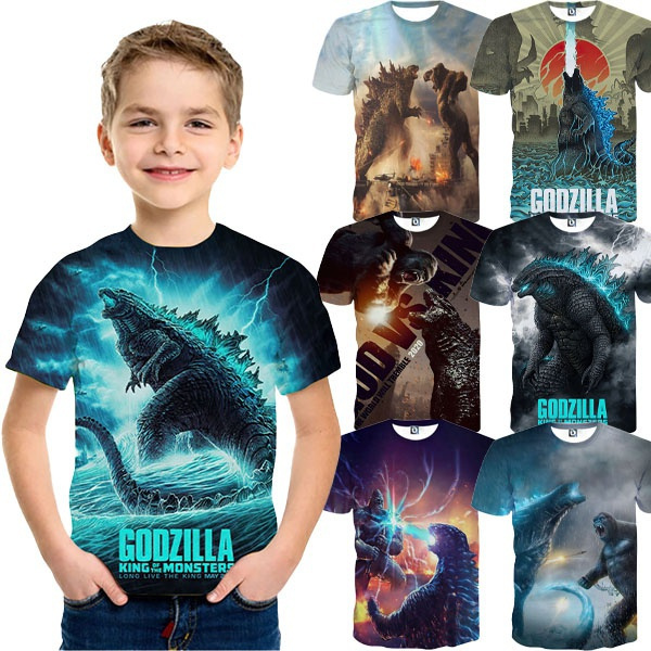 2021 t恤 金剛大戰哥吉拉 電影 哥吉拉 金剛 怪獸 基多拉 摩斯拉 印花T恤 Godzilla 童装