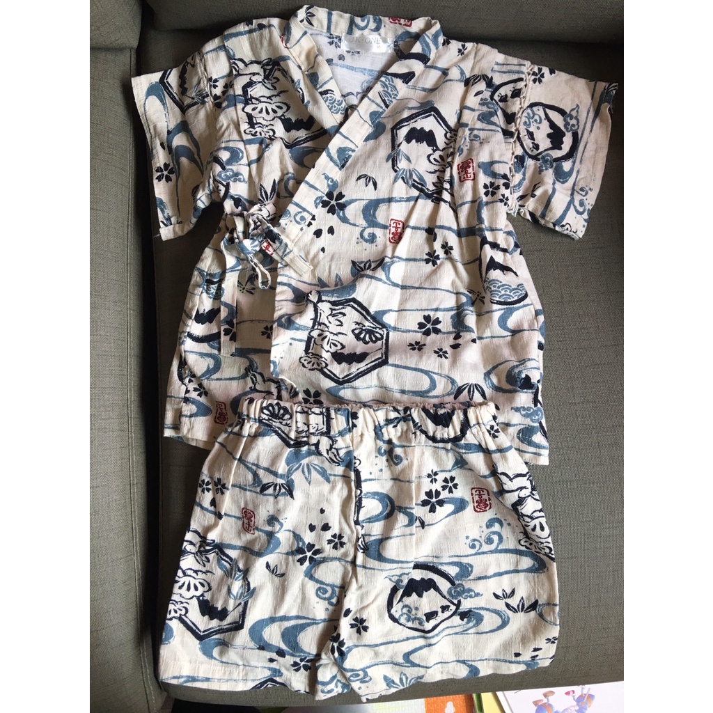 兒童男童 白色藍色夏季和服浴衣/短褲 90cm 95cm 日式和服 小和服 日系 日本兒童 浴衣 兒童浴衣 日本浴衣