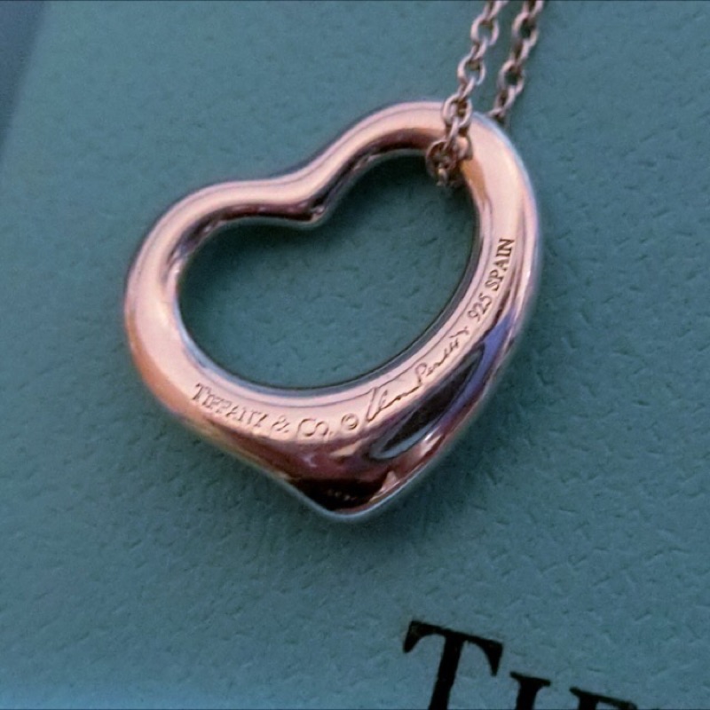 Tiffany &amp; Co. 925純銀經典草寫open heart項鍊 s款 七夕情人節禮物