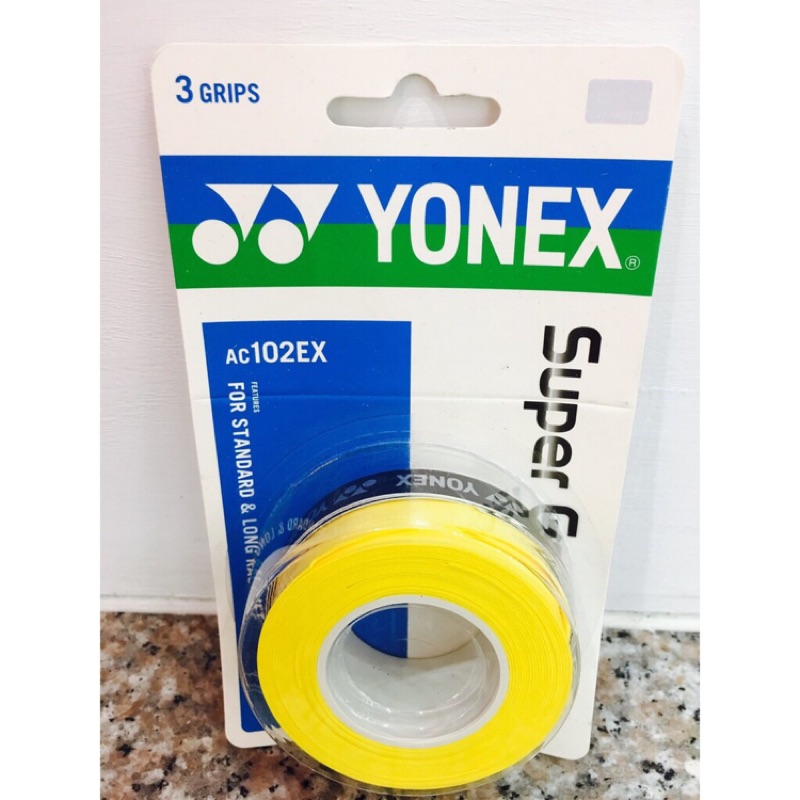 Yonex AC102EX 羽網球握把布 黃（3入裝）ac102