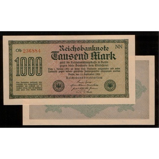 GERMANY（德國紙幣），P76b，1000-MARK，1922，品相全新UNC