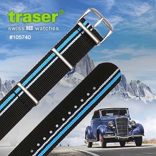 【IUHT】TRASER Textile_Strap_black blue 尼龍織料錶帶#105740