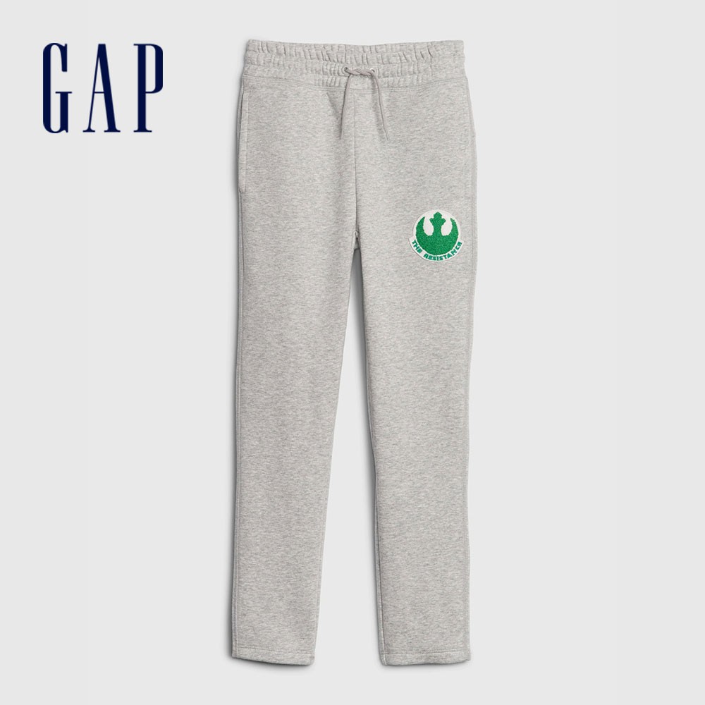 Gap 男童裝 Gap x Star Wars星際大戰聯名 簡約素色鬆緊棉褲-淺灰色(594799)