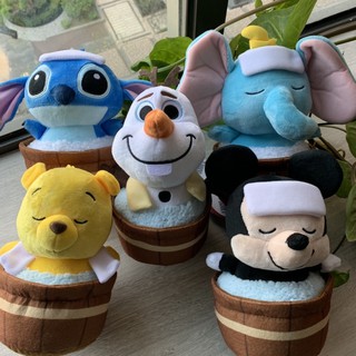❤Lika小舖❤臺灣正版授權 現貨 迪士尼娃娃米奇小熊維尼熊史迪奇冰雪奇緣雪寶小飛象泡澡玩偶布偶造型溫泉澡盆桶