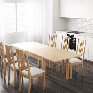 絕版品/北歐IKEA宜家BJURSTA延伸桌實木餐桌/白染橡木色/140/180/220x84/二手八成新/特$5900