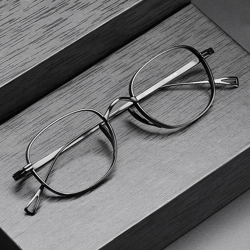 9克超輕純鈦眼鏡框日系復古做舊橢圓形眼鏡男光學眼鏡架 龜足鼻託 kmn114