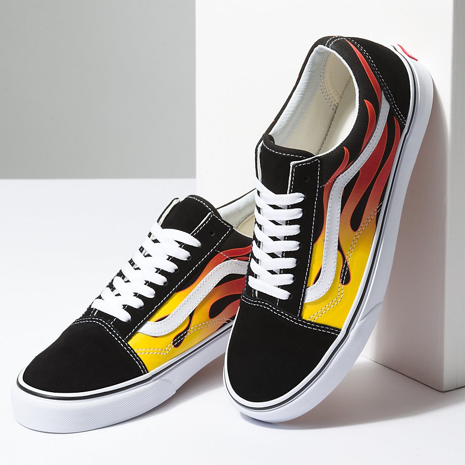 CHIEF’ VANS 美版 OLD SKOOL 黑色 麂皮 火焰 FLAME FIRE 限量 US7 25cm