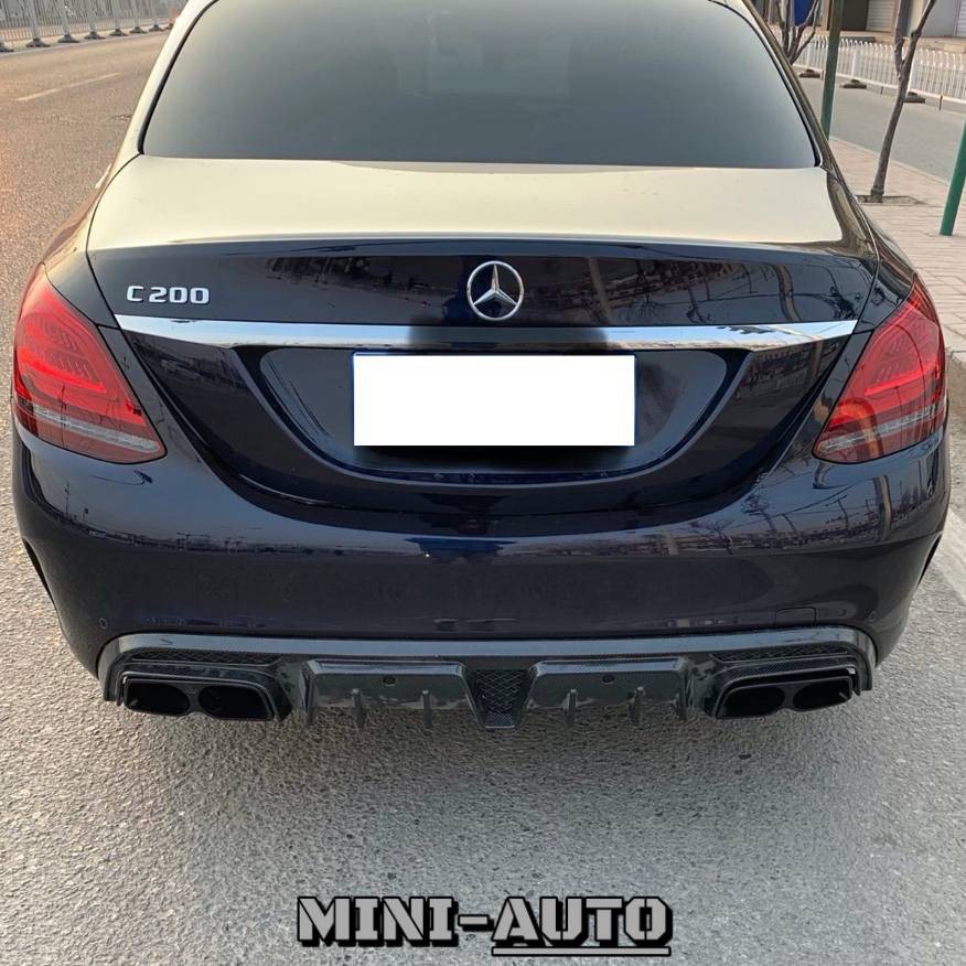 MINI-AUTO☑️ C63 C250 B款 碳纖維後下巴 四出尾飾管套件 無燈樣式 BENZ W205 副廠 賓士