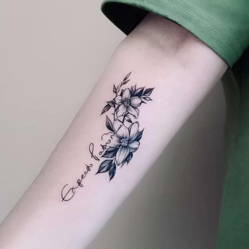 刺青 果汁素花紋身貼小臂英文字母防水女持久ins風仿真手臂草本植物 蝦皮購物