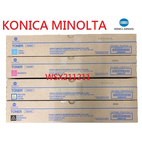 影印機小鋪 Konica Minolta/TN324 黑色原廠碳粉 Bizhub C368 C308 C258 308