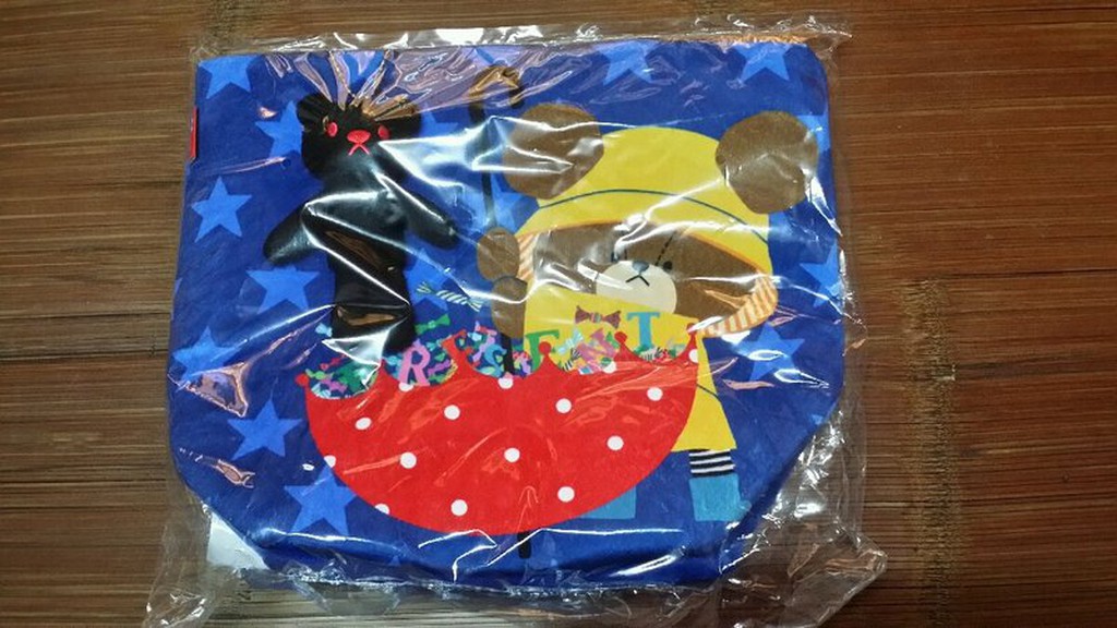 全新 專櫃 傑琪柔柔短絨深藍色小熊學校提袋