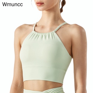Wmuncc 運動文胸女士性感吊帶瑜伽背心帶胸墊防震俯臥撑健身上衣健身房內衣