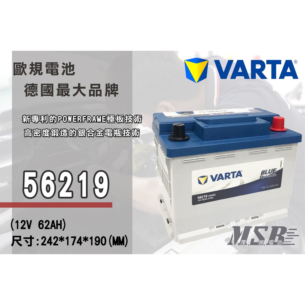 【茂勝電池】NEW VARTA 56219 LN2 華達 免加水電池 進口車用 適用車款 AUDI A3 A4 奧迪