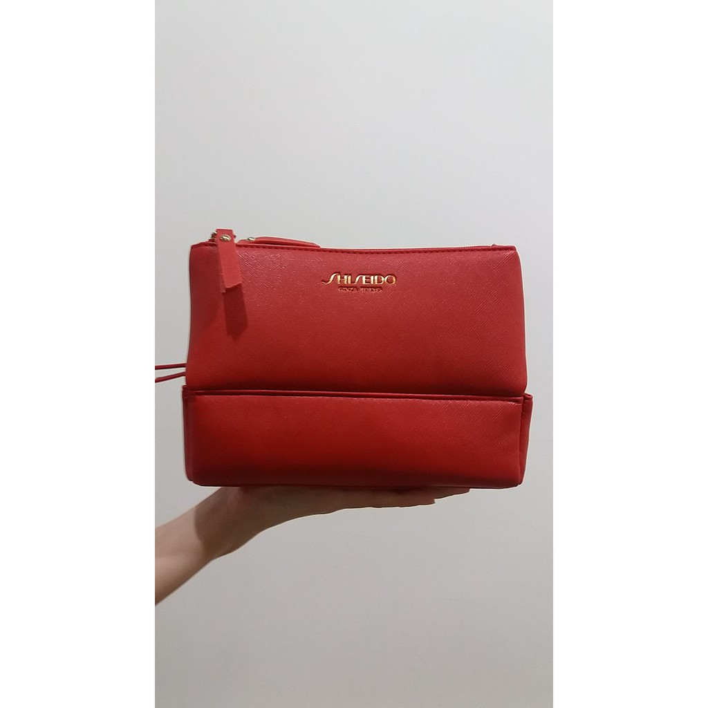 名古屋的店 Shiseido 資生堂紅色質感化妝包 公司貨 附防塵袋 蝦皮購物